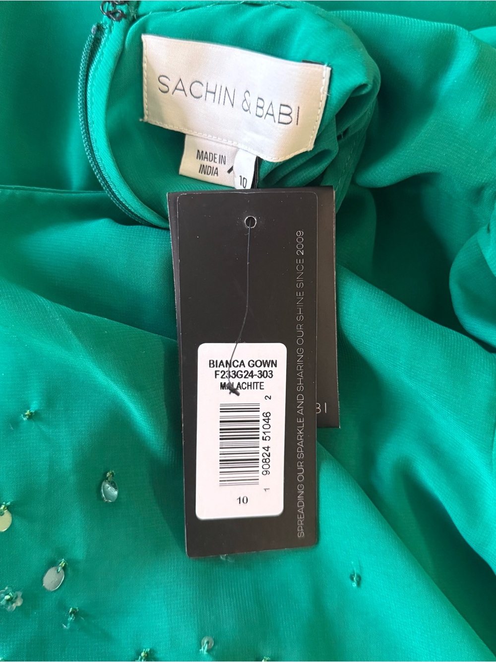 NWT Sachin + Babi Bianca Green Sequin Gown - Picture 8 of 10